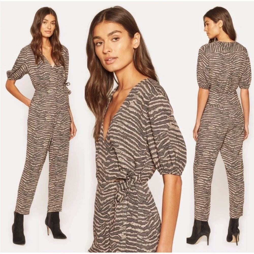 Joie Women's Prisha Printed Wrap-Front Jumpsuit Relaxed Ginger Size Small NWT